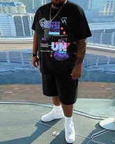 Men's Daily Casual Eyes Printed Short Sleeve T-Shirt Set