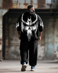 Big & Tall Men's Street Fashion Skull Print Hoodie Suit