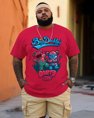 Men's Big & Tall Cartoon Art Creative Letters T-Shirt