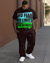 Men's Plus Size No Excuses Print T-Shirt Trousers Suit