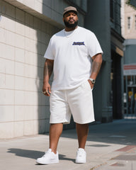 Big Man's Daily Leisure Micro-standard Small Design Printed Short Sleeve T-shirt Shorts Suit