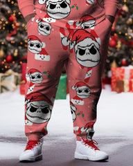 Men's Large Size Santa Hat Skeleton Hoodie Set of Two