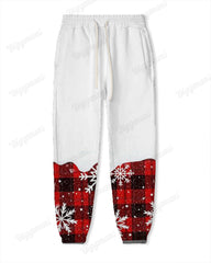 Couple Matching Big & Tall Christmas Snowflake Plaid Hoodie Pants Set