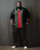 Men's Plus Size Business Red and Green Rambler Two-Piece Set