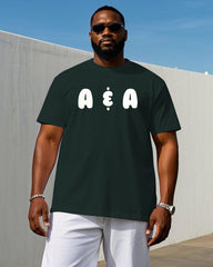 Men's Plus Size Simple "A & A" Printed Short-sleeved T-shirt