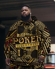 Men's Plus Size Hip Hop 2-Piece Tracksuit Poker Graphic Hoodie Set