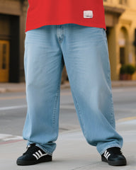 Plus Size Men's SHIT Creative Printed T-Shirt Denim Pants Suit