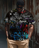 Men's Plus Size Street Fashion Abstract Graffiti Print Round Neck Short Sleeve T-Shirt
