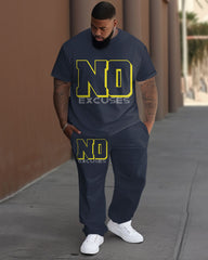 Men's Plus Size No Excuses Print T-Shirt Trousers Suit