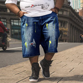 Men's Hole Feature Fashion Trendy Ink Splach Street Shooting Jeans