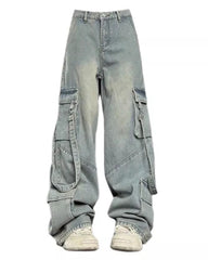 Women's Plus Size Vintage Washed Fare Loose Jeans