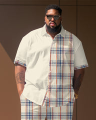 Men's Big and Tall Plaid Short Sleeve Shirt Shorts Set