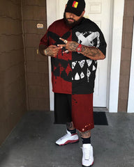 Plus size emoji casual short sleeve crew neck suit