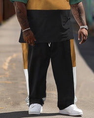 Men's Simple Colorblock Print Large Suit