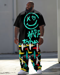 Men's Large Casual Make Your Own Theme Printed T-Shirt Trousers Suit