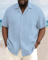 Men's Plus Size Daily Solid Color Short Sleeve Bamboo Hemp Texture Shirt