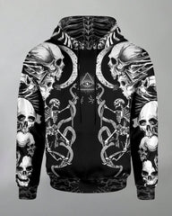 Men's Plus Size Necromancer Skull Printed Hoodie Suit