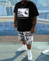 Men's Daily Casual Bear Printed Short Sleeve T-Shirt Set