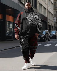 Men's Plus Size Sweatsuit Ares Print Hoodie and Pants 2-Piece Set