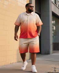 Big Men's Sunrise Gradient Short Sleeve Shirt Shorts Suit