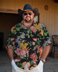 Cockatoo Cotton Long Sleeve Shirt Men's Plus Size