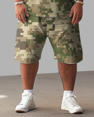 Men's Plus Size Simple Camouflage T-shirt Shorts Suit