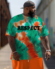 RESPECT Letter Tie-Dye Print Large Men's Suit