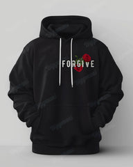 Men's Daily Casual Rose Forgive Letter Print Plus Size Hoodie Suit