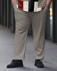 Plaid Square Plus Size Men's Abstract Print Walking Set