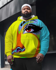 Men's Plus Size Eye Pop Style Street Long Sleeve Hoodie Set