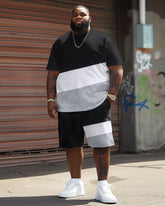 Casual Colorblock Big & Tall Men's Short Sleeve T-shirt Shorts Set