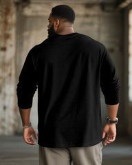 Big & Tall Men's Splash Ink Back Smiley Letter Print Long Sleeve T-Shirt