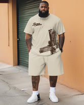 Men's Plus Size Jesus Saves Print Two-piece Set