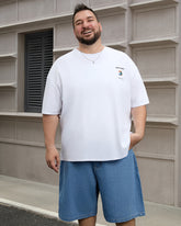 Big & Tall Men's Daily Leisure Simple Solid Color Joker Wearing Wash Denim Shorts