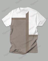 Big Guy’s Khaki Geometric Color Block Print T-shirt Trousers Set