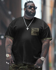 Big Men's T-shirt and Camouflage Pants Casual 2-Piece Outfit