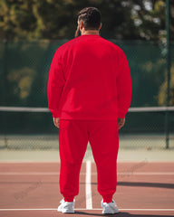 Simple Poker Print Men's Plus Size Sweatshirt Two-Piece Set