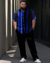 Gradient Printed Large Men's Short Sleeved Shirt and Pants Set