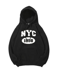 New York 1998 Print Oversized Cotton Hoodie
