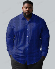 High-grade Jacquard Texture Long Sleeve Lapel Shirt Men's Big and Tall