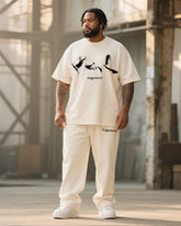 Big & Tall Men's Graffiti Pigeon Alphabet Print T-Shirt Trousers Suit