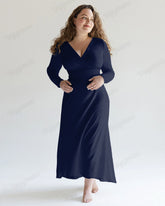 Casual Elegant Solid Color Midi Dress Plus Size Women Dress