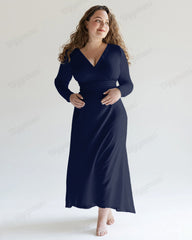 Casual Elegant Solid Color Midi Dress Plus Size Women Dress