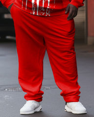 Men's Skull Color Block Plus Size Hoodie Set