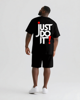 Quit Thinking Start Doing Big & Tall Men's Simple Lettering T-shirt 2-Piece Set