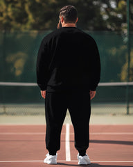 Casual Simple Letter Men's Plus Size Sweatshirt Two-Piece Set