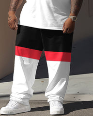 Street Vitality Red And Black Colorblock Print Large Men's Suit