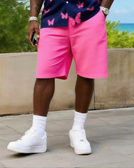 Big & Tall Men's Daily Leisure. Contrast Butterfly Shirt Shorts Suit