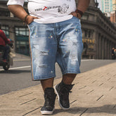 Men's Big & Tall Hole Feature Fashion Trendy Colorful Ink Street Shooting Jeans