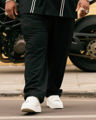 Big Boy Cross Stripe Short Sleeve Black Shirt Trousers Suit